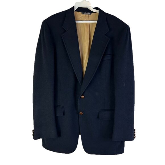 Vintage 90s Rockabilly Cashmere Sport Coat Blazer Leather Buttons